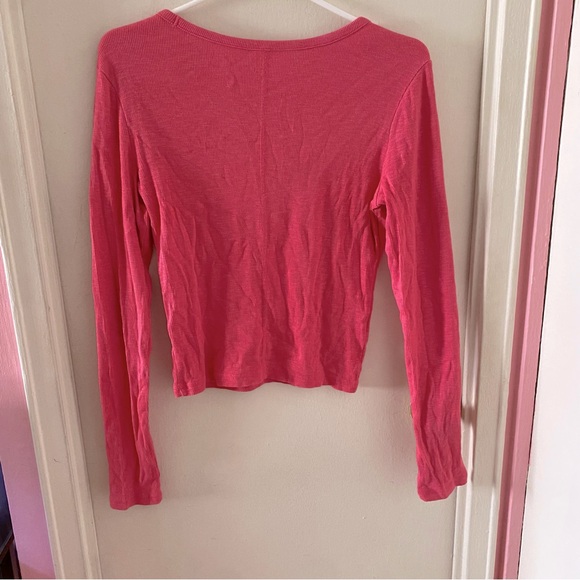 Universal Thread Pink Ribbed Long Sleeve Top - Picture 2 of 3
